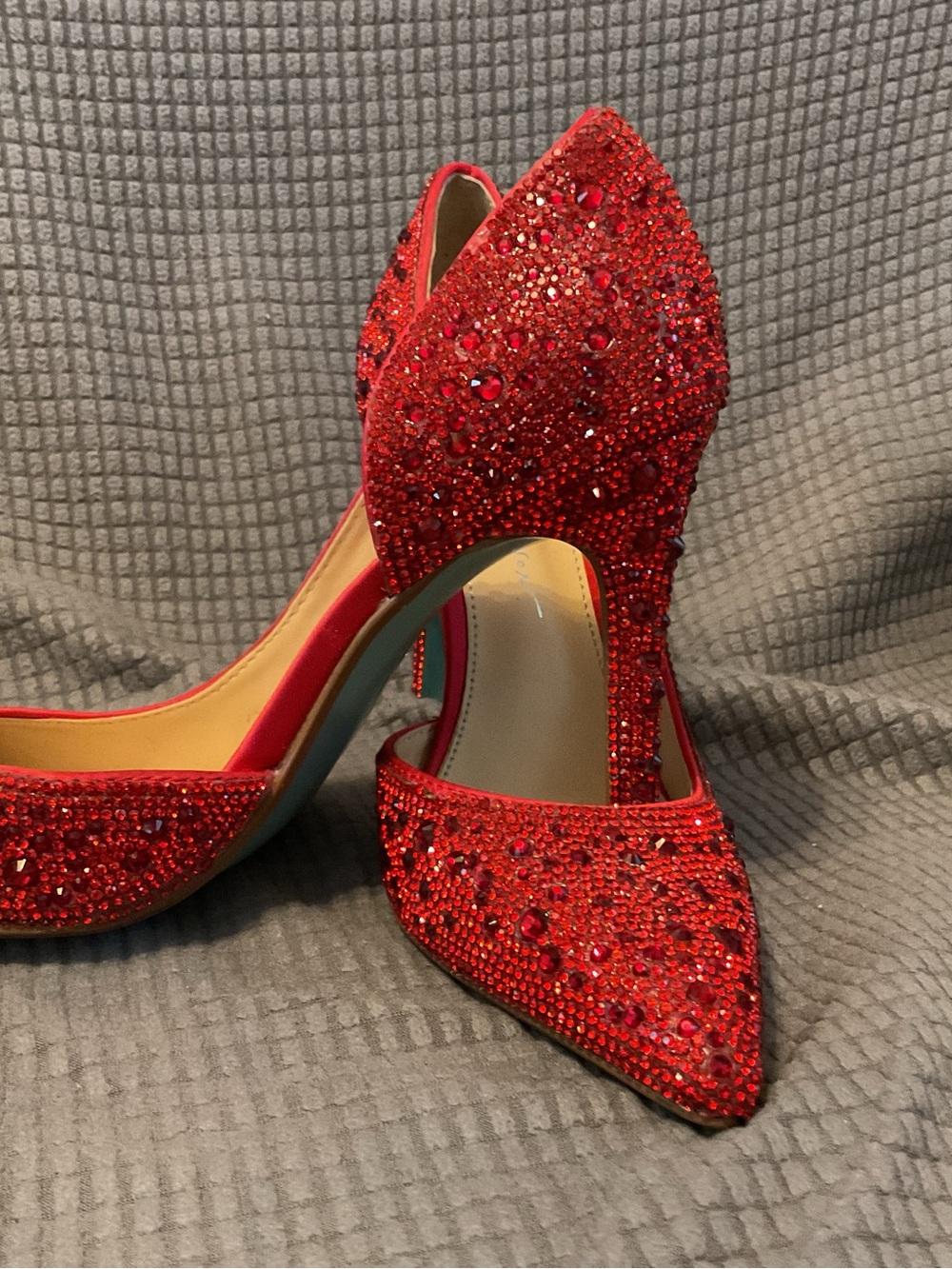 Betsey Johnson Red Crystal Pointed D'Orsay Pumps - Picture 5 of 8